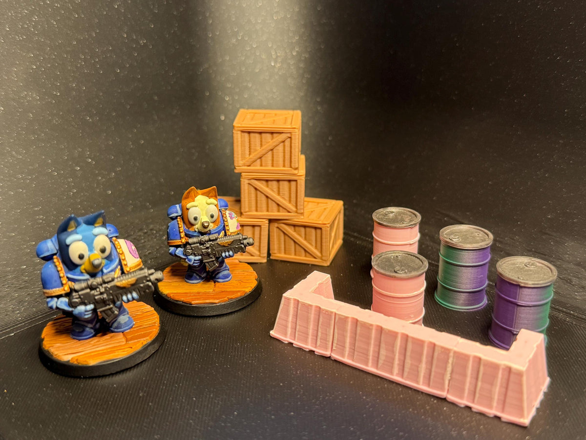 Dogs of the Empire Miniature Playset - 36mm Scale Grimdark Bluey Fanart Diorama - Hand Painted!