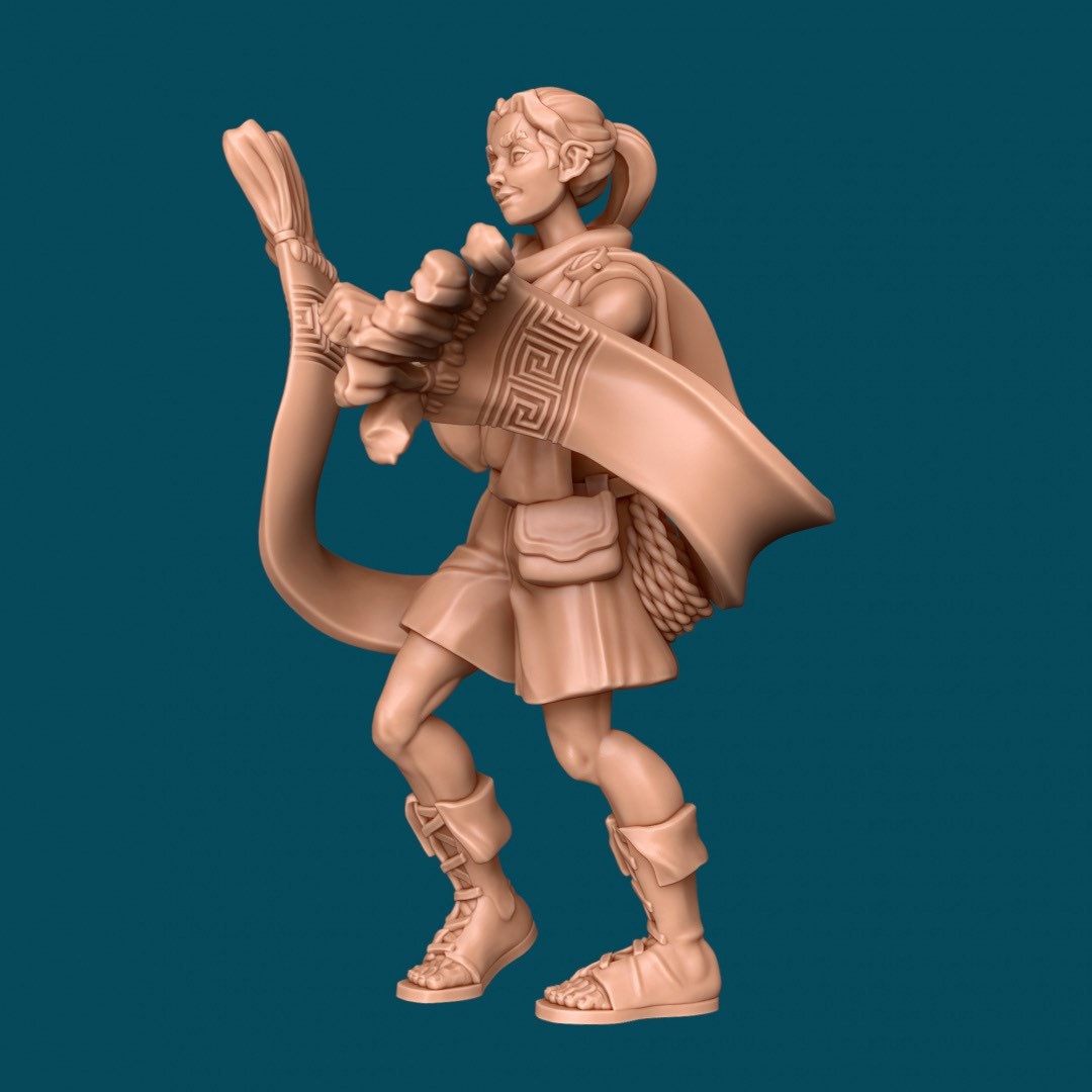 Deani, Scarved Genasi Monk - Awkward Penguin’s Minis - 28mm / 32mm / 36mm