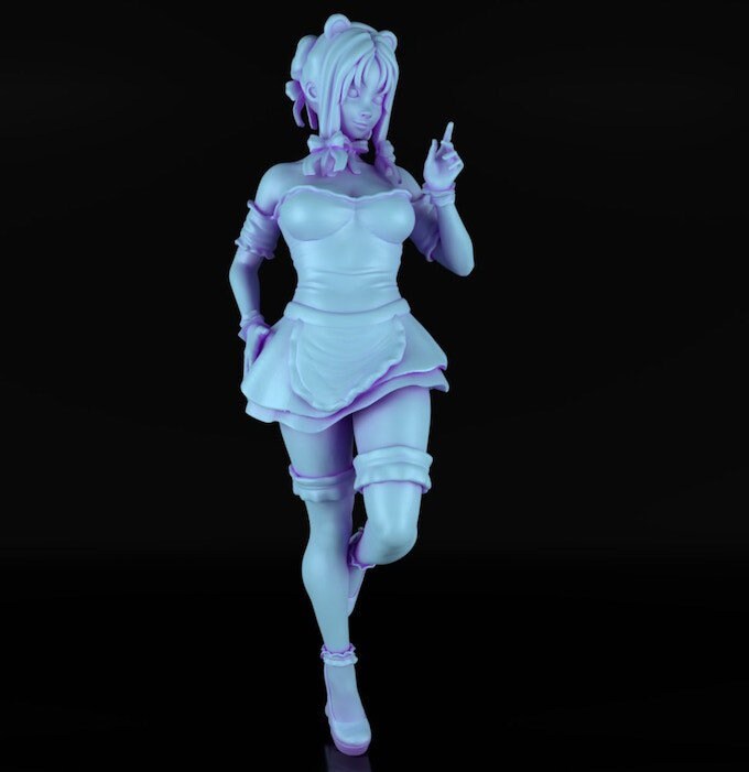 Cafe Maid Pinup - Miniature Underground - 32mm / 75mm