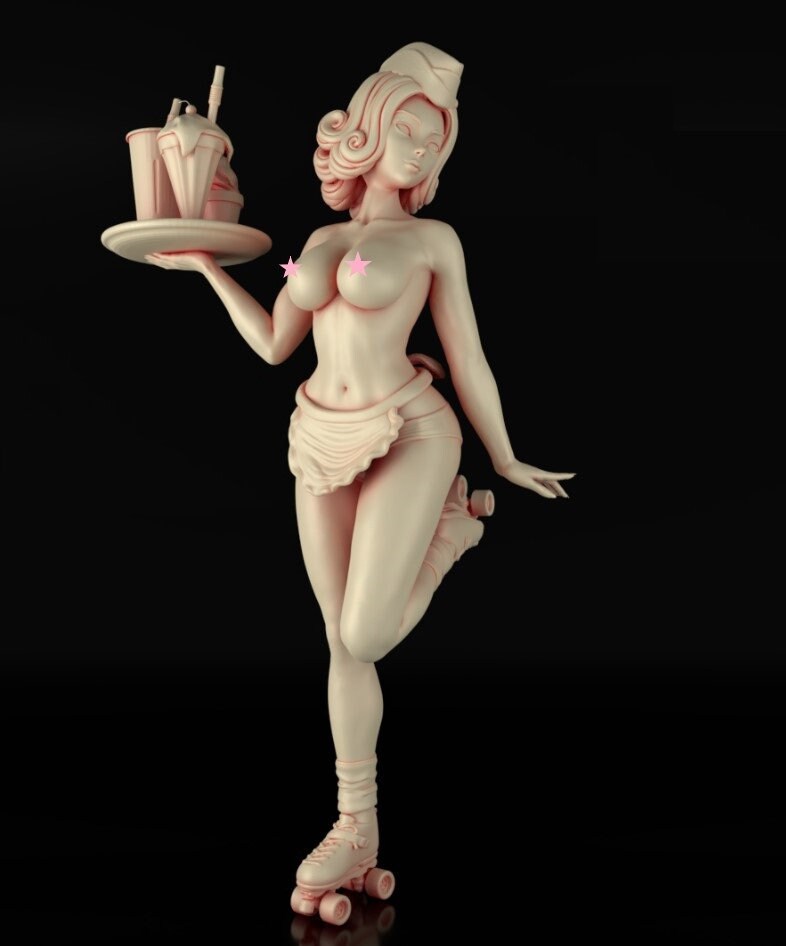 Roller Maid Pinup - Miniature Underground - 32mm / 75mm
