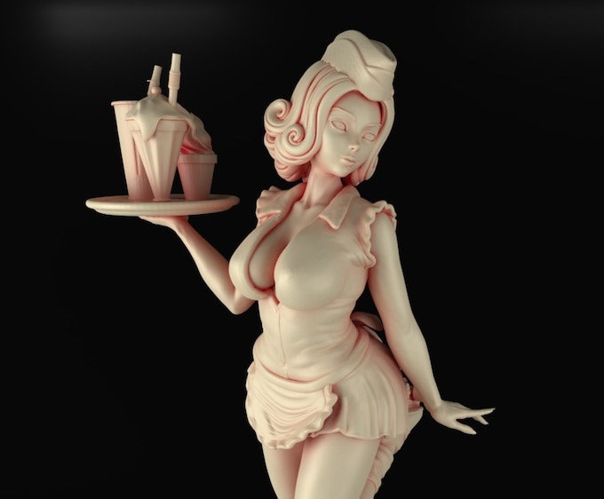 Roller Maid Pinup - Miniature Underground - 32mm / 75mm