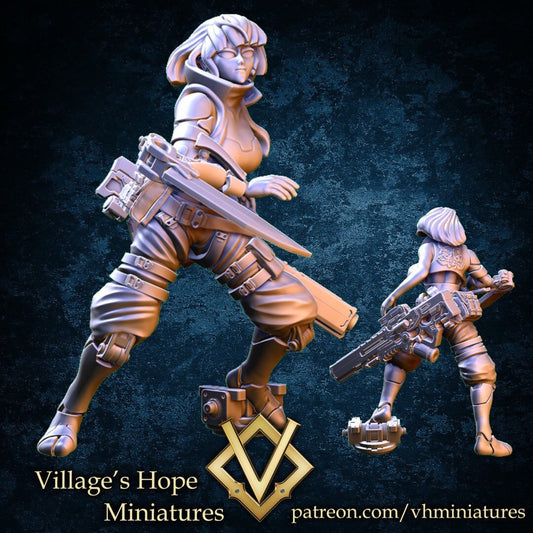 Female Cyber Mercenary - Village’s Hope - 28mm / 32mm / 36mm