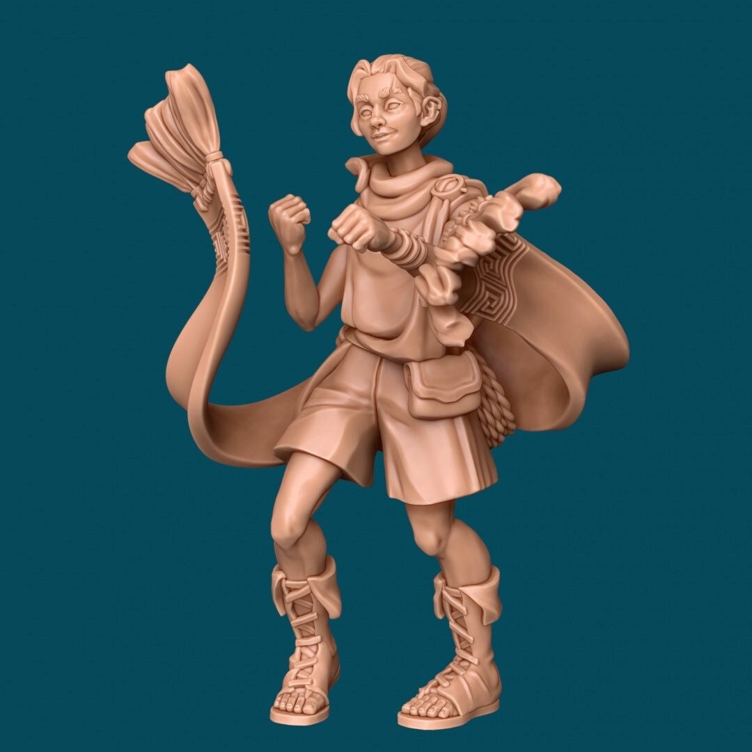 Deani, Scarved Genasi Monk - Awkward Penguin’s Minis - 28mm / 32mm / 36mm