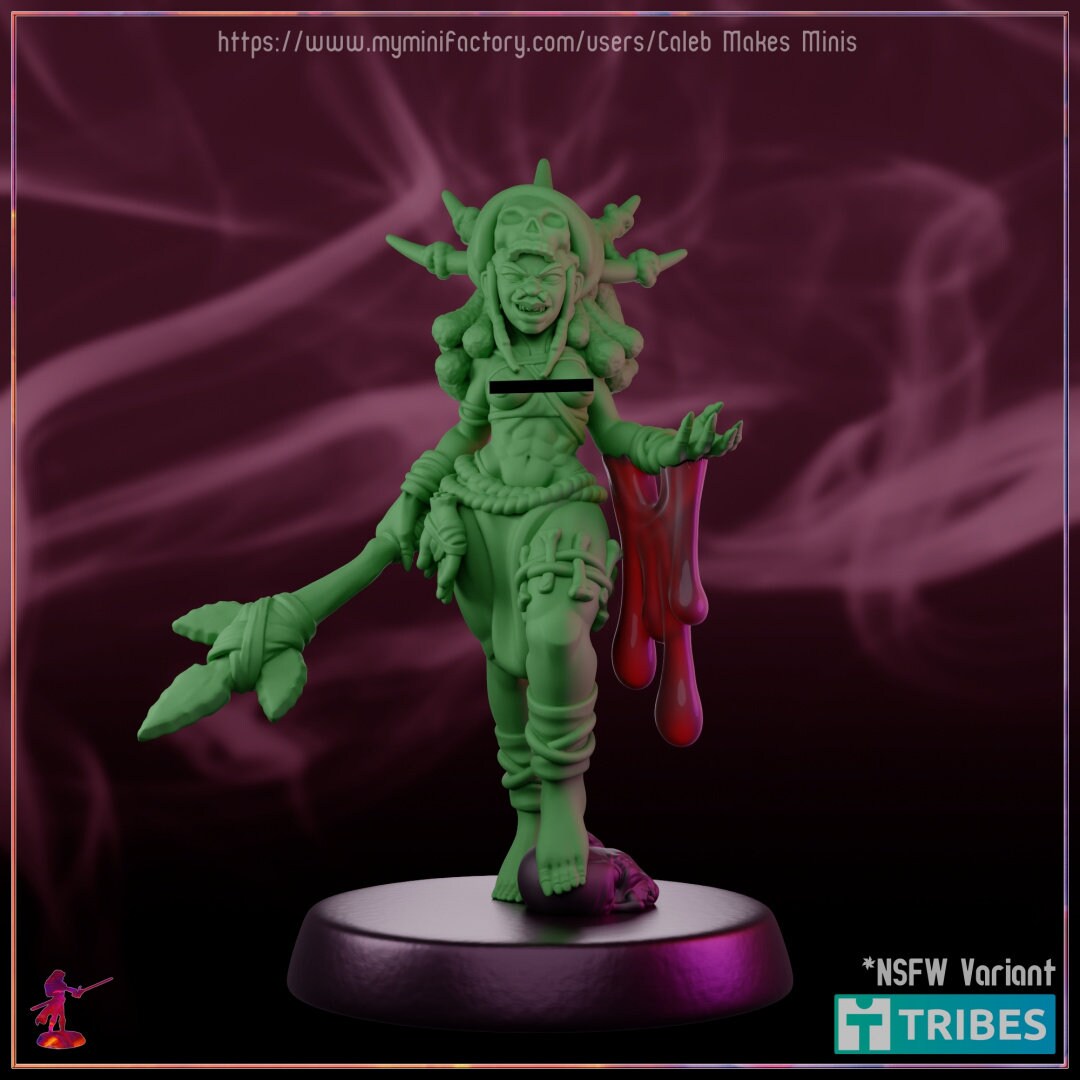Xinaza the Blood Shaman - Caleb Makes Minis - 28mm / 32mm / 36mm