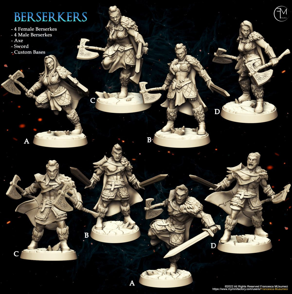 Frost Barbarian Berserkers - Francesca Musumeci - 28mm / 32mm / 36mm