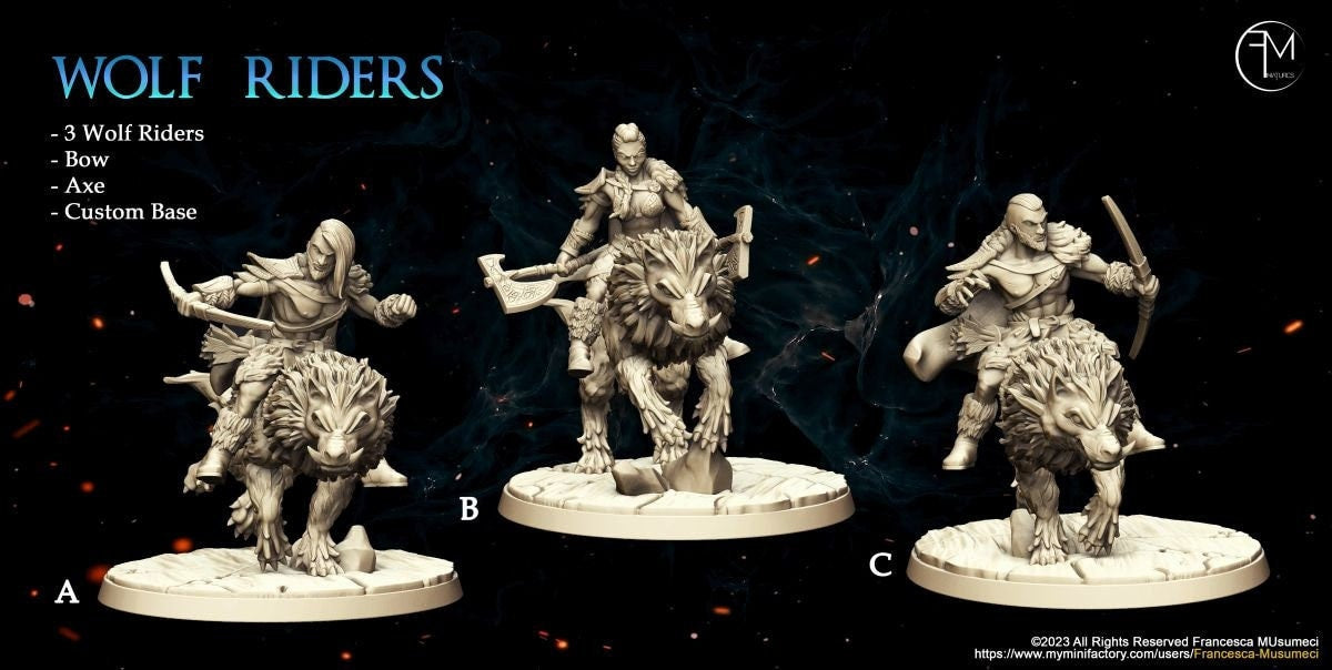 Frost Barbarian Wolf Riders - Francesca Musumeci - 28mm / 32mm / 36mm