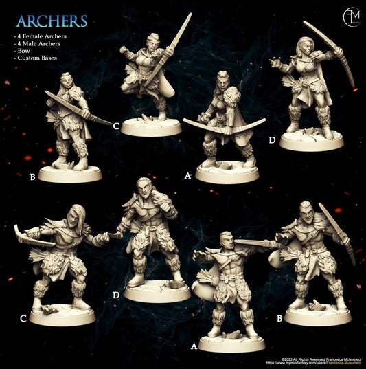 Frost Barbarian Archers Miniature - Francesca Musumeci - 28mm / 32mm / 36mm