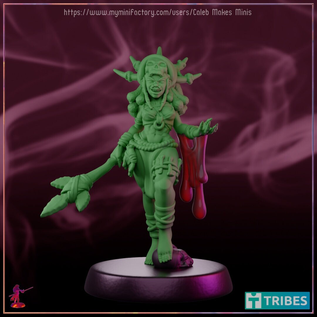 Xinaza the Blood Shaman - Caleb Makes Minis - 28mm / 32mm / 36mm