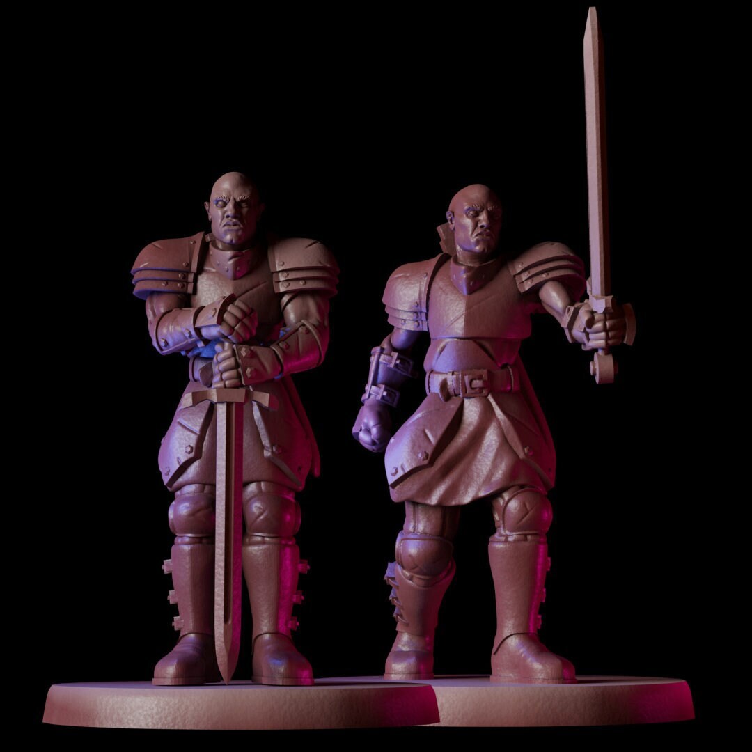 Warrior (Standing & Attack Poses) - CeleSTL Minis - SaGaBorn Minis Vol. 1 - 28mm / 32mm / 36mm