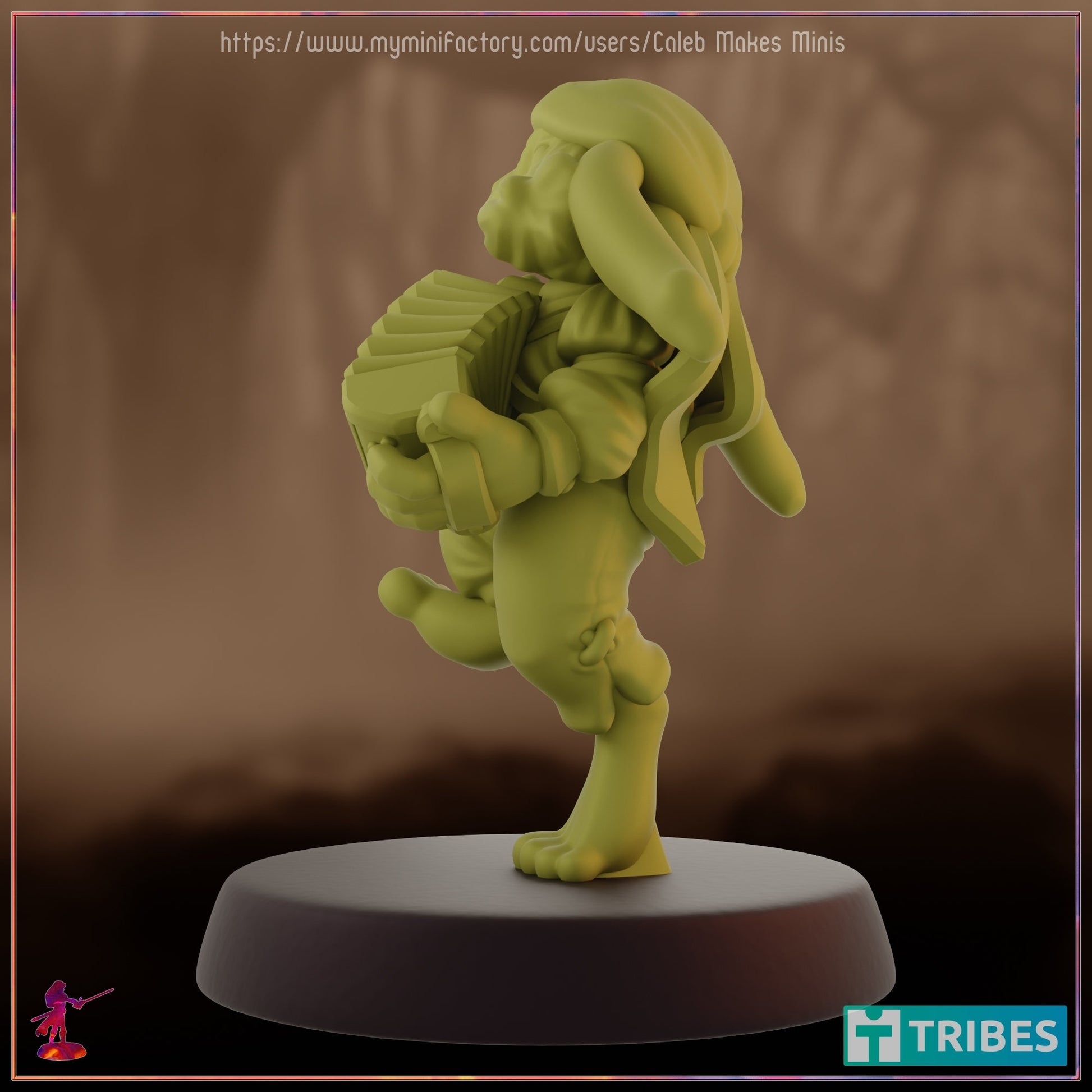 Harengon Accordionist - Caleb Makes Minis - 28mm / 32mm / 36mm