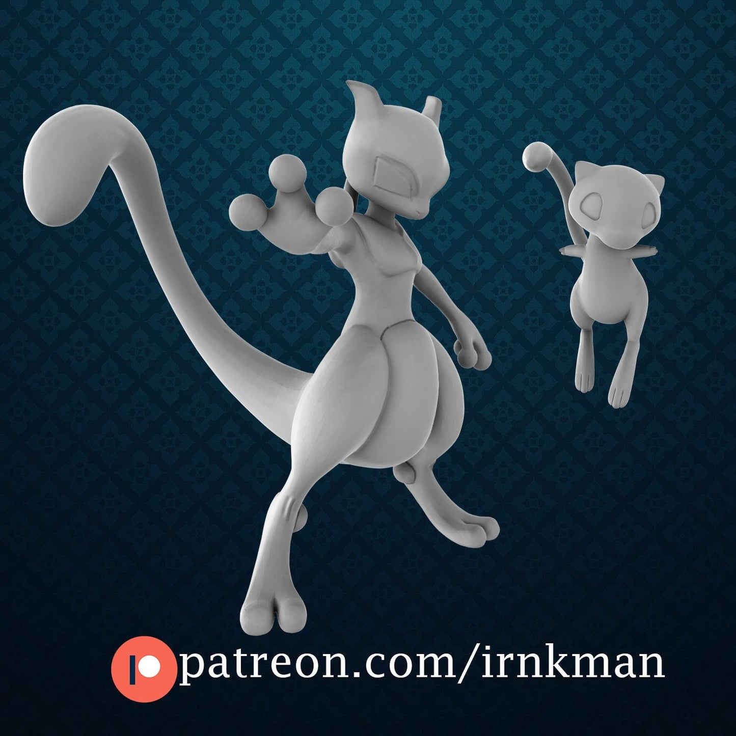 Mew & Mewtwo Miniatures - Irnkman's Minis - 46mm / 52mm