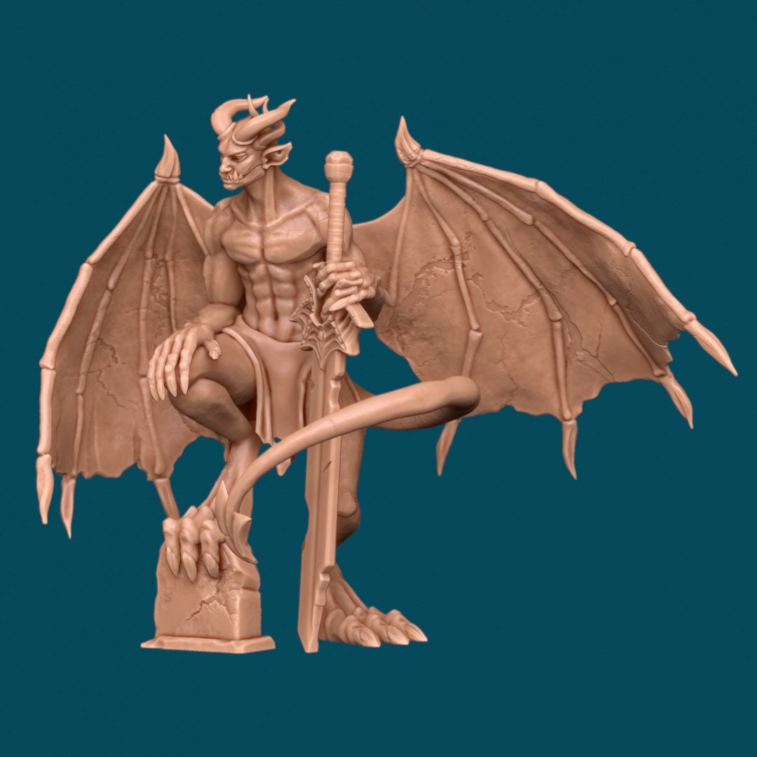 Gargoyle, Stone Warrior - Awkward Penguin’s Minis - 28mm / 32mm / 36mm