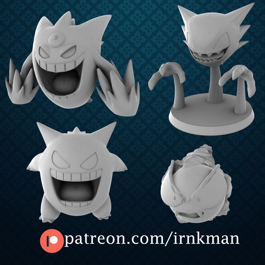 Gastly / Haunter / Gengar / Mega Gengar Miniatures - Irnkman's Minis