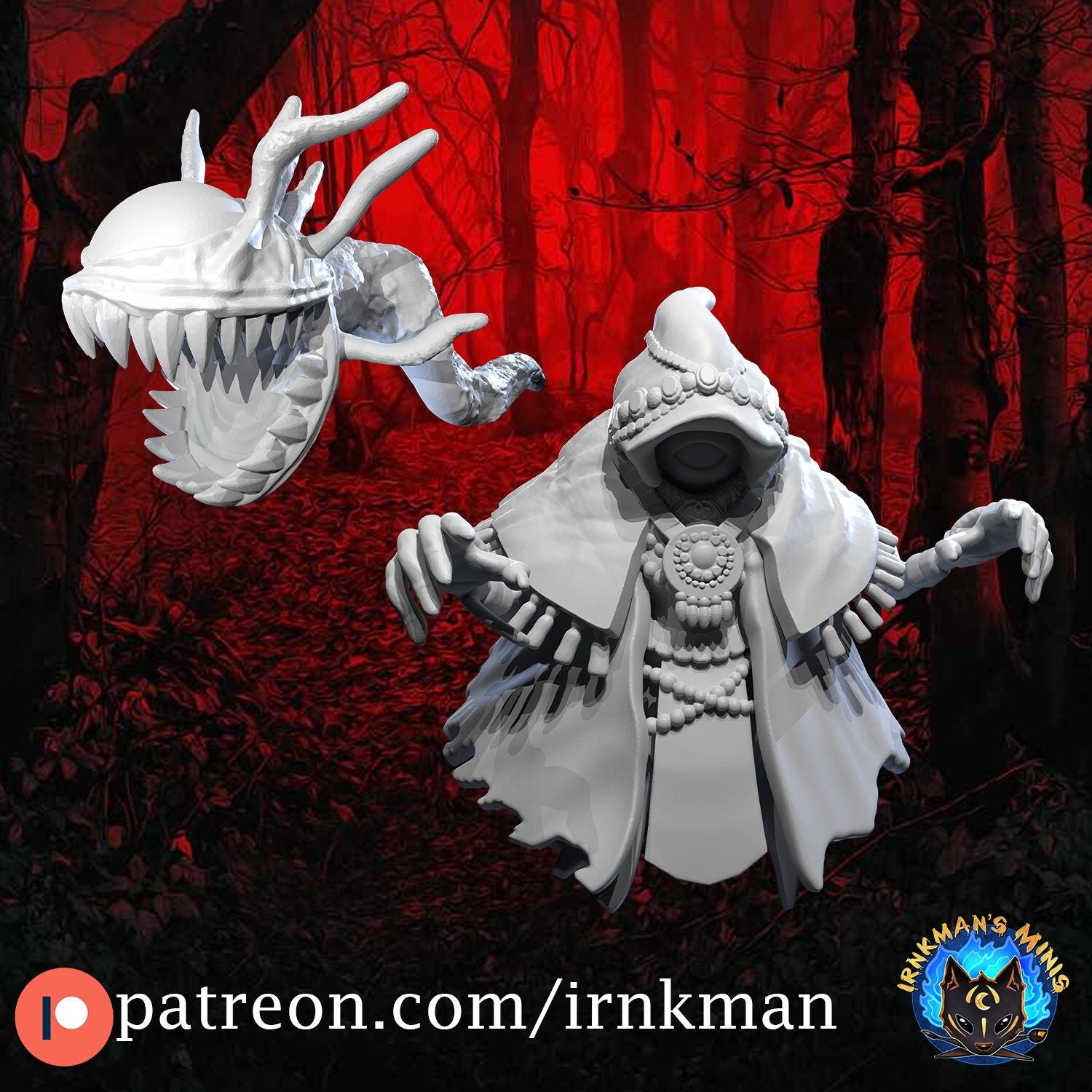 Dark Wizard and Dark Fiend Miniature - Irnkman's Minis - 28mm / 32mm / 36mm