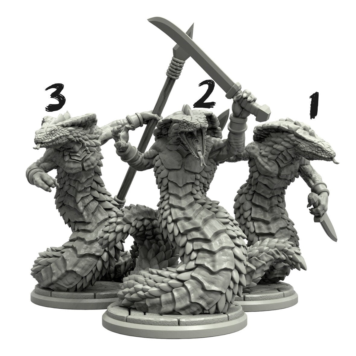 Serpent People Miniature (Three Variations) - Adaevy Creations - 28mm / 32mm / 36mm