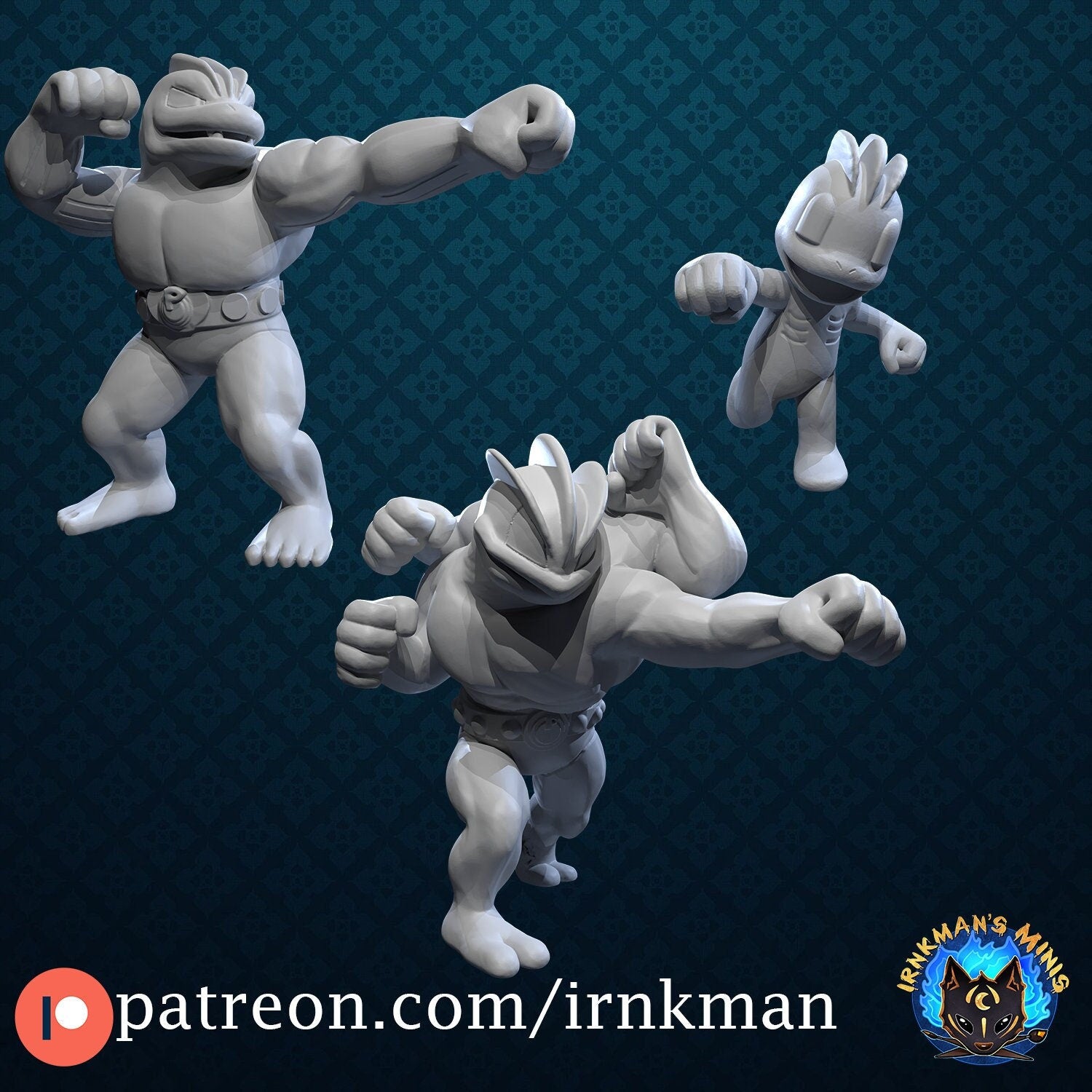 Machop / Machoke / Machamp Miniatures - Irnkman's Minis