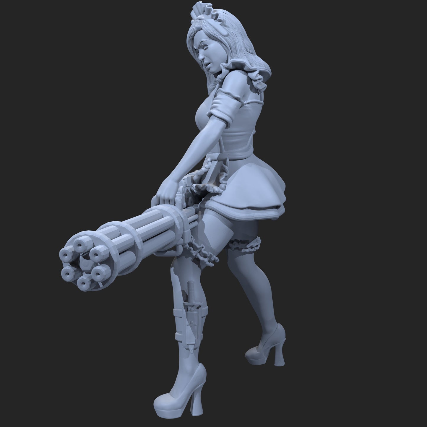 Gatling Maid (Standard & NSFW Versions) - Bunch-O-Minis - 28mm / 32mm / 36mm / 75mm