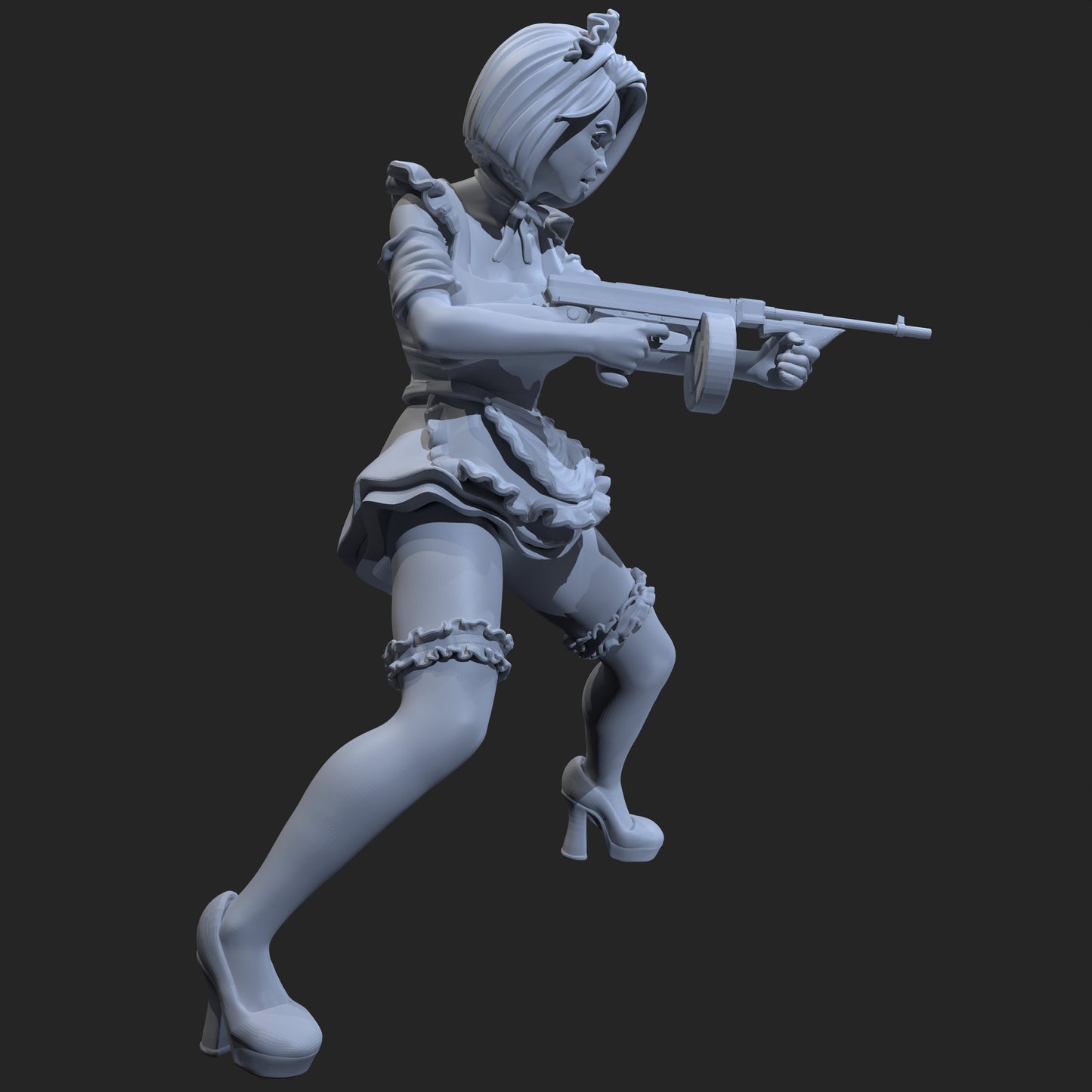 Tommy Gun Maid (Standard & NSFW Versions) - Bunch-O-Minis - 28mm / 32mm / 36mm / 75mm