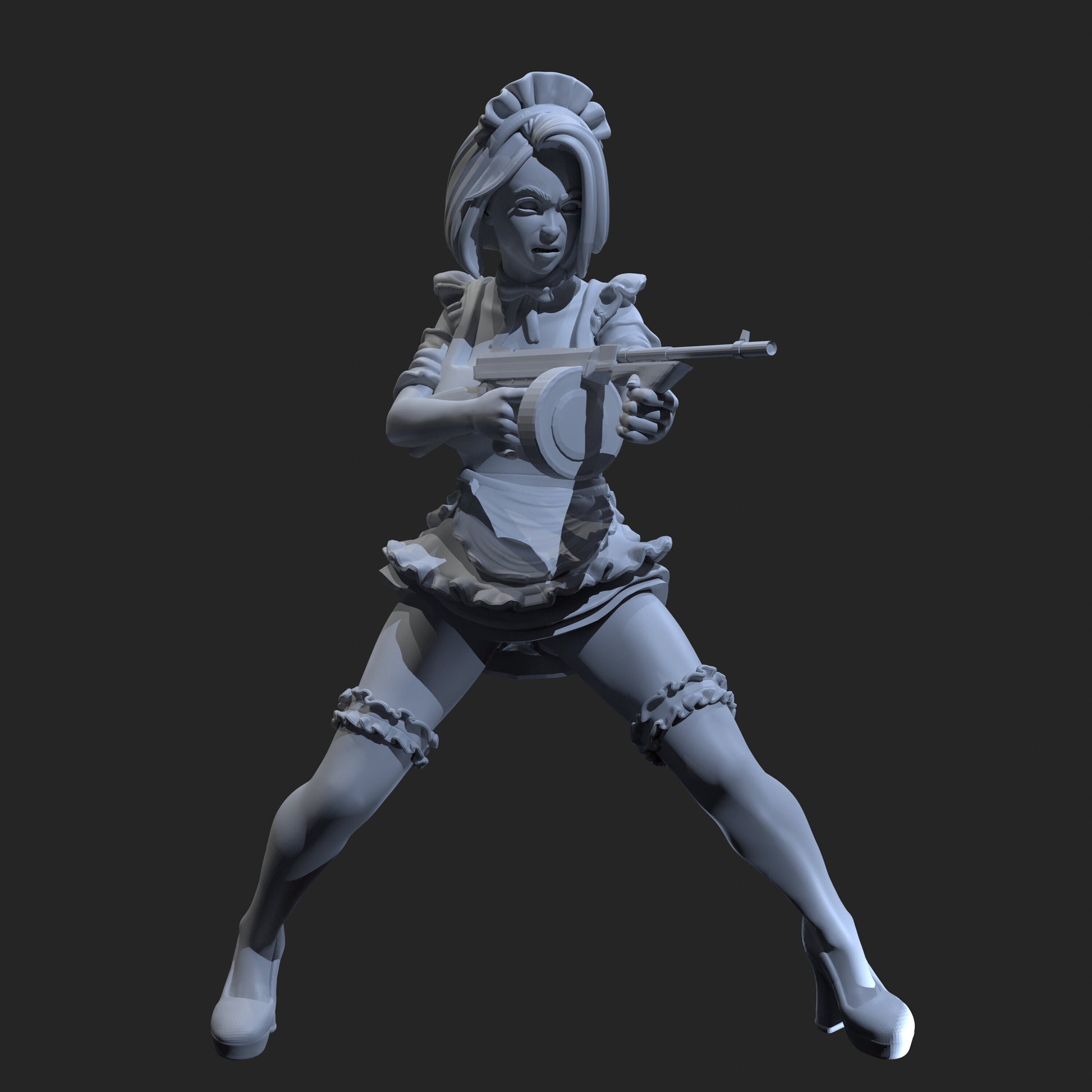 Tommy Gun Maid (Standard & NSFW Versions) - Bunch-O-Minis - 28mm / 32mm / 36mm / 75mm