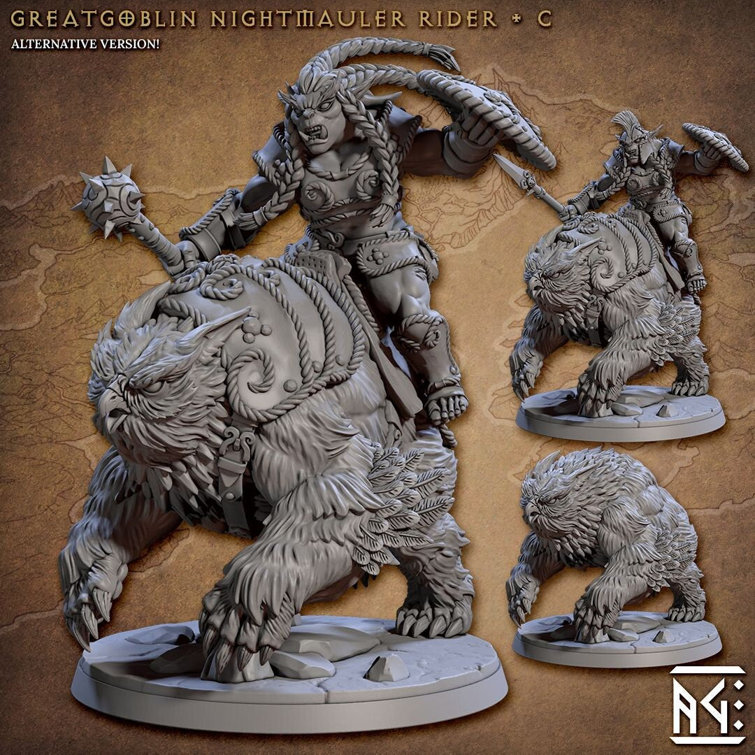 Greatgoblin Nightmauler Rider (4 Standard, 4 Alternate, & 4 Riderless Variations) - Artisan Guild - 28mm / 32mm / 36mm