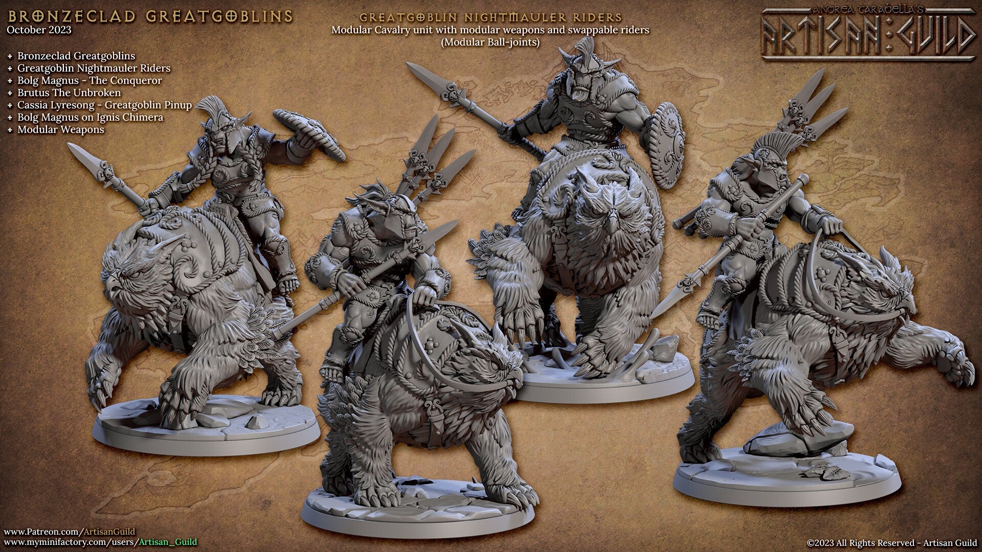 Greatgoblin Nightmauler Rider (4 Standard, 4 Alternate, & 4 Riderless Variations) - Artisan Guild - 28mm / 32mm / 36mm