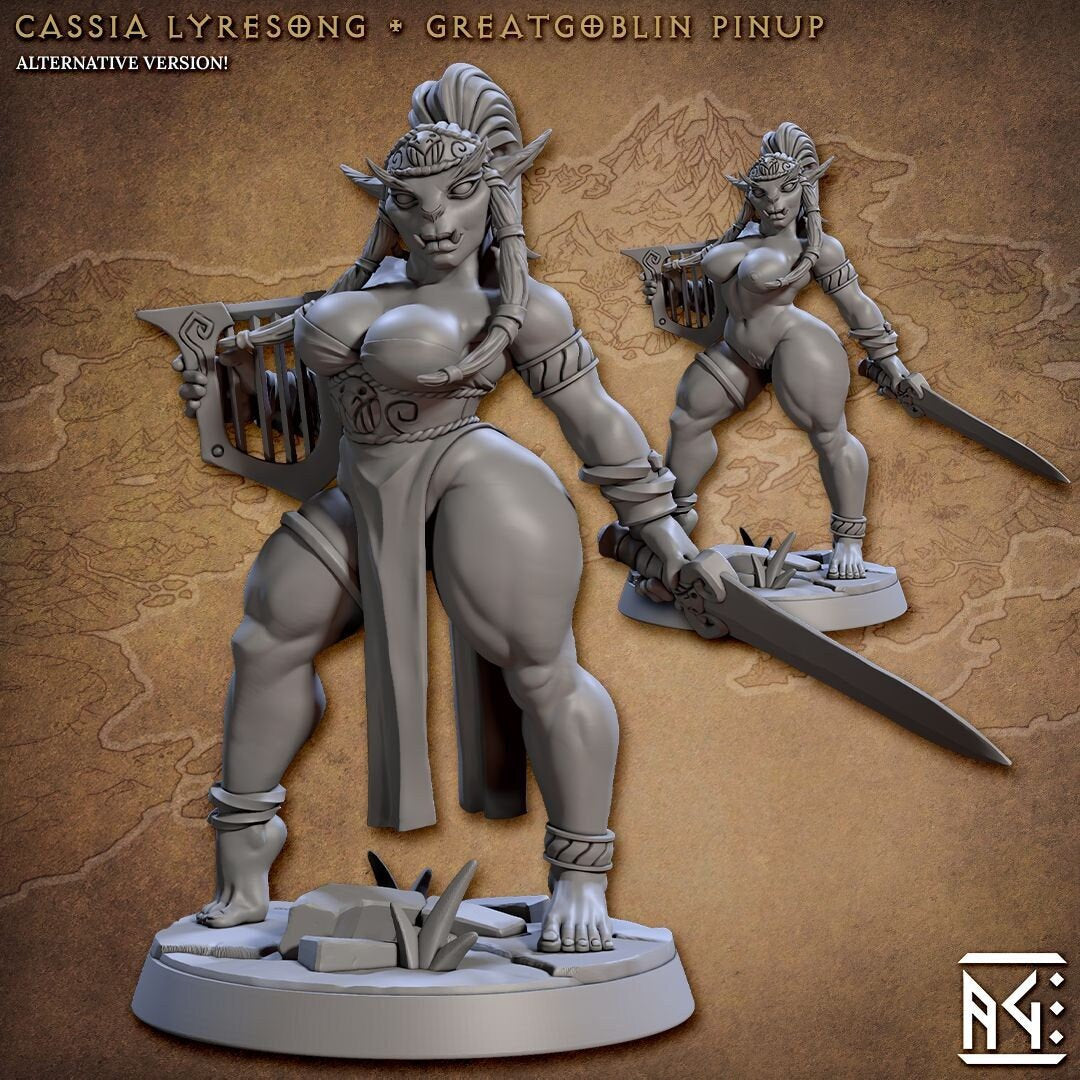 Cassia Lyresong, Greatgoblin Pinup (Standard & NSFW Variations) - Artisan Guild - 28mm / 32mm / 36mm