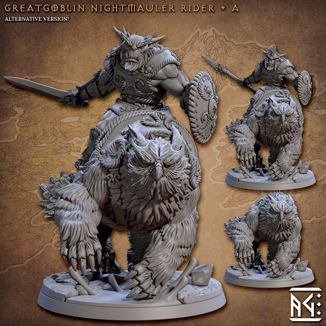 Greatgoblin Nightmauler Rider (4 Standard, 4 Alternate, & 4 Riderless Variations) - Artisan Guild - 28mm / 32mm / 36mm