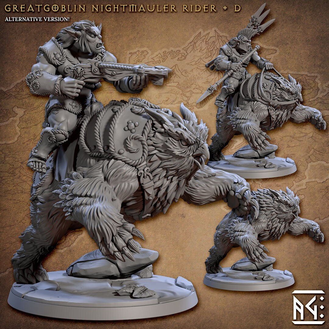 Greatgoblin Nightmauler Rider (4 Standard, 4 Alternate, & 4 Riderless Variations) - Artisan Guild - 28mm / 32mm / 36mm