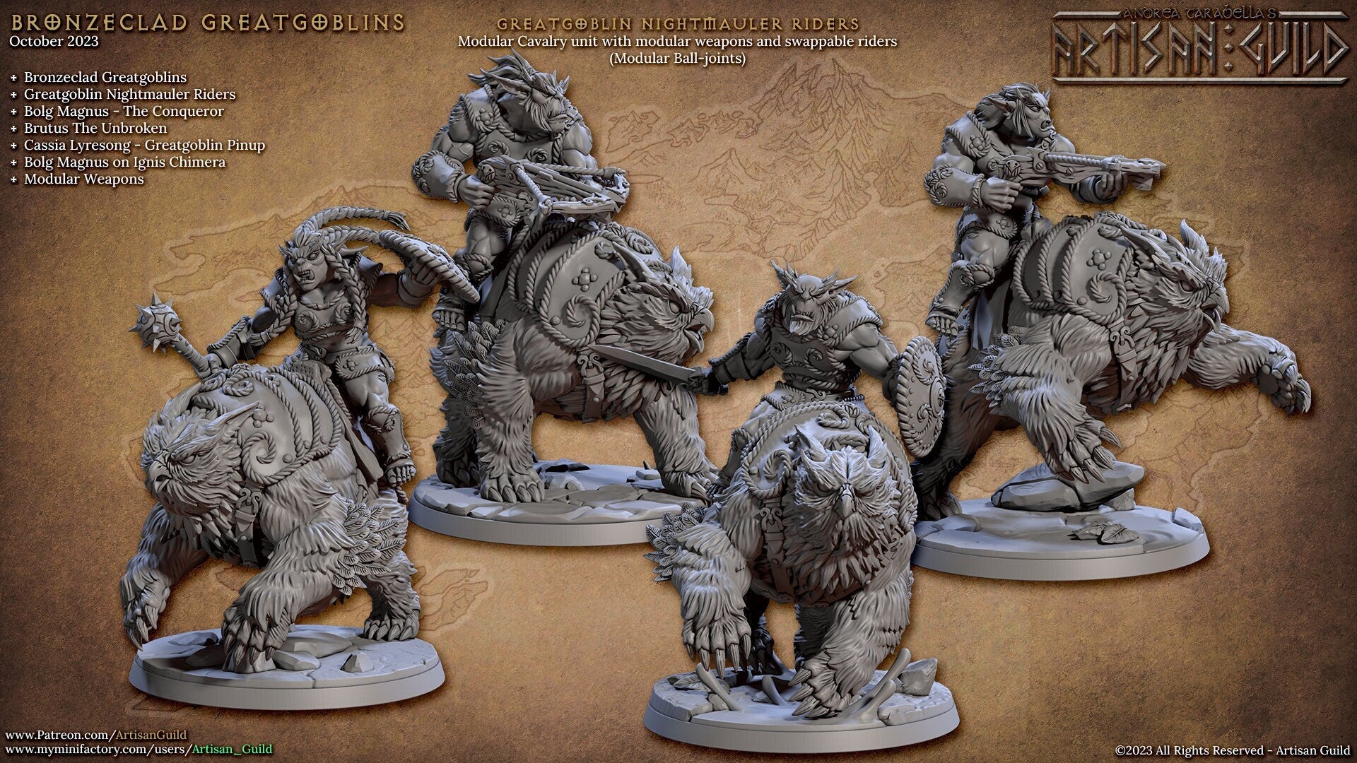 Greatgoblin Nightmauler Rider (4 Standard, 4 Alternate, & 4 Riderless Variations) - Artisan Guild - 28mm / 32mm / 36mm