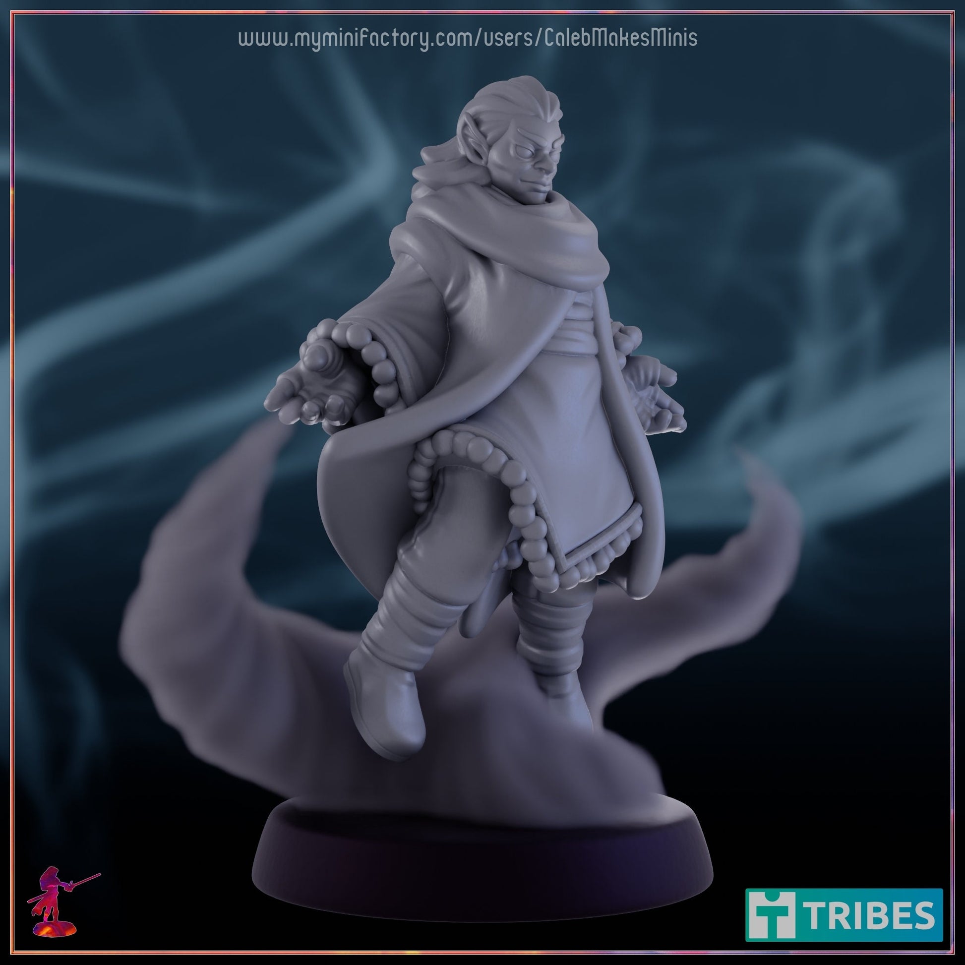 Silver Elf Sorcerer - Caleb Makes Minis - 28mm / 32mm / 36mm