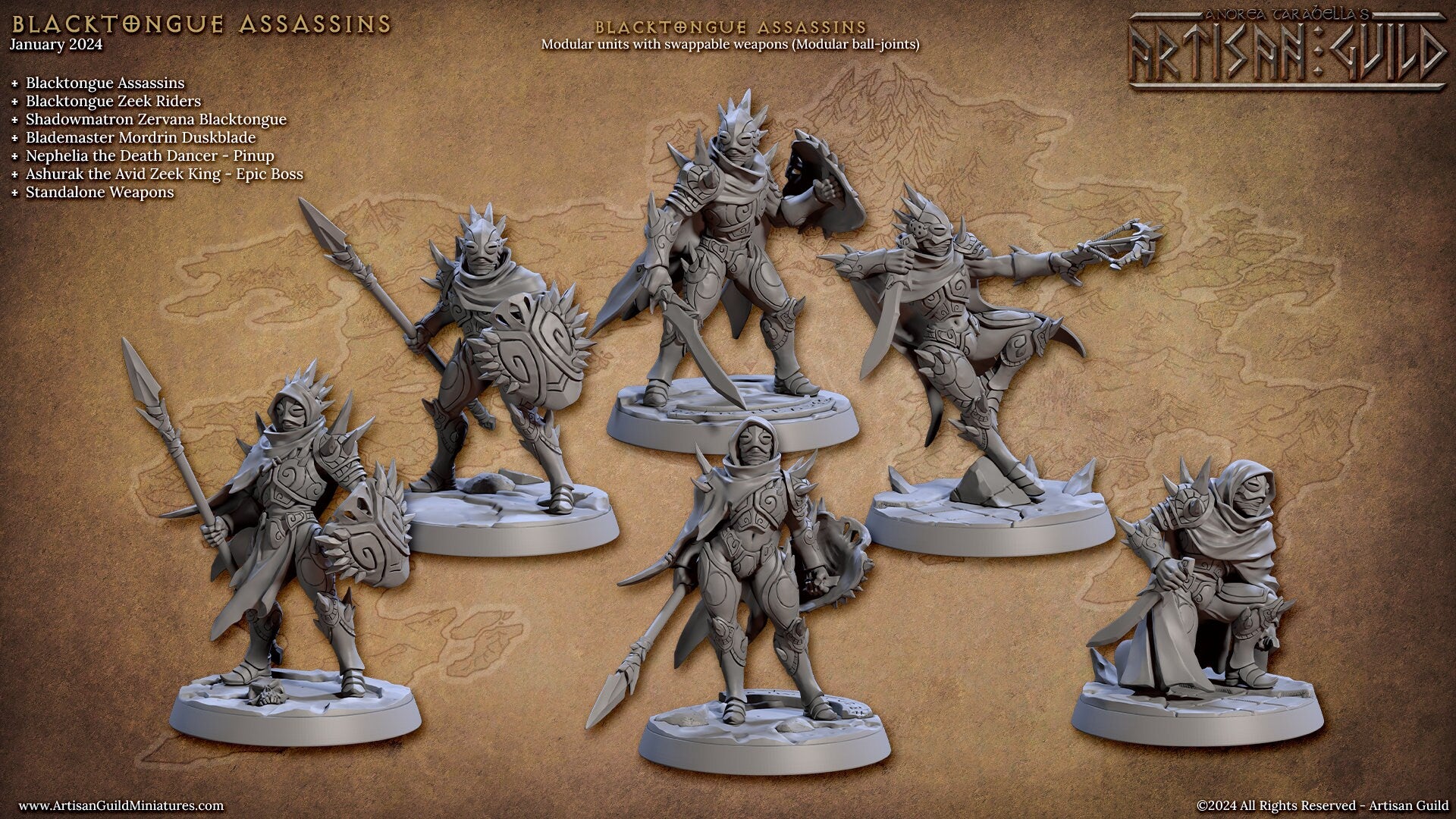 Blacktongue Assassins (6 Standard & 6 Alternate Variations) - Artisan Guild - 28mm / 32mm / 36mm