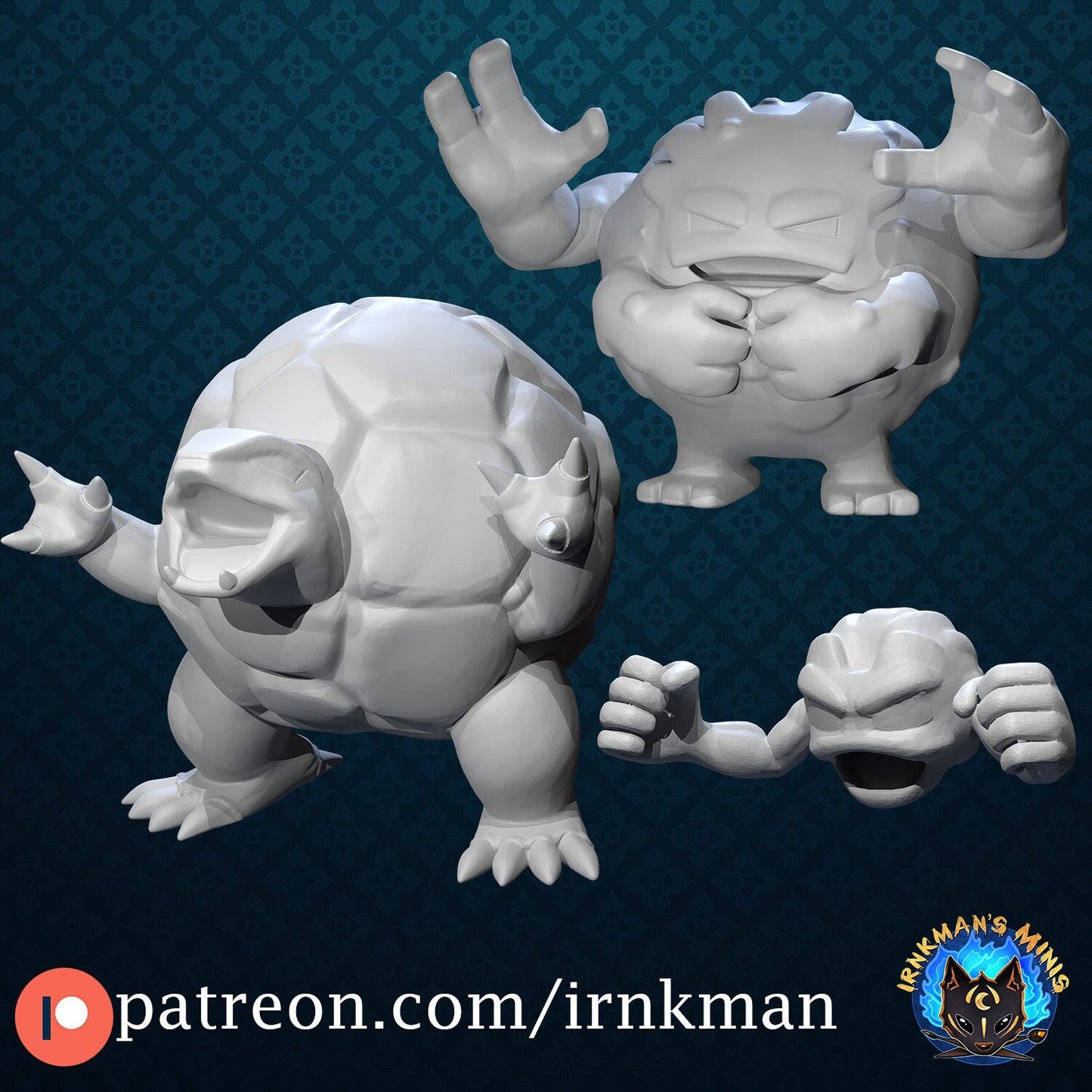 Geodude / Graveler / Golem Miniatures - Irnkman's Minis