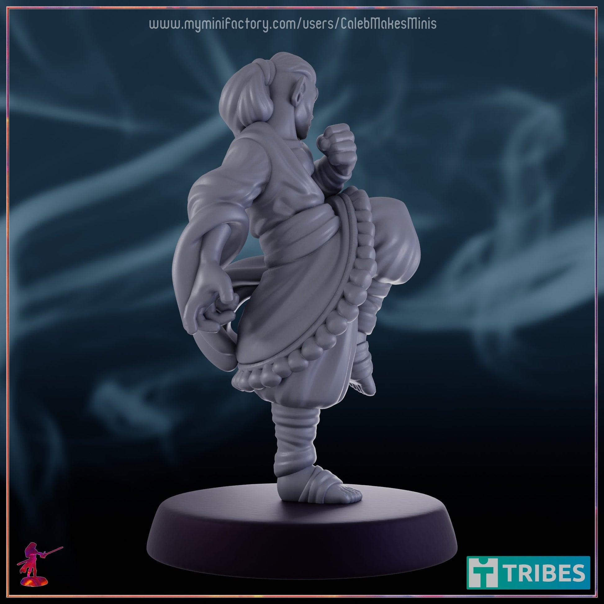 Silver Elf Monk - Caleb Makes Minis - 28mm / 32mm / 36mm