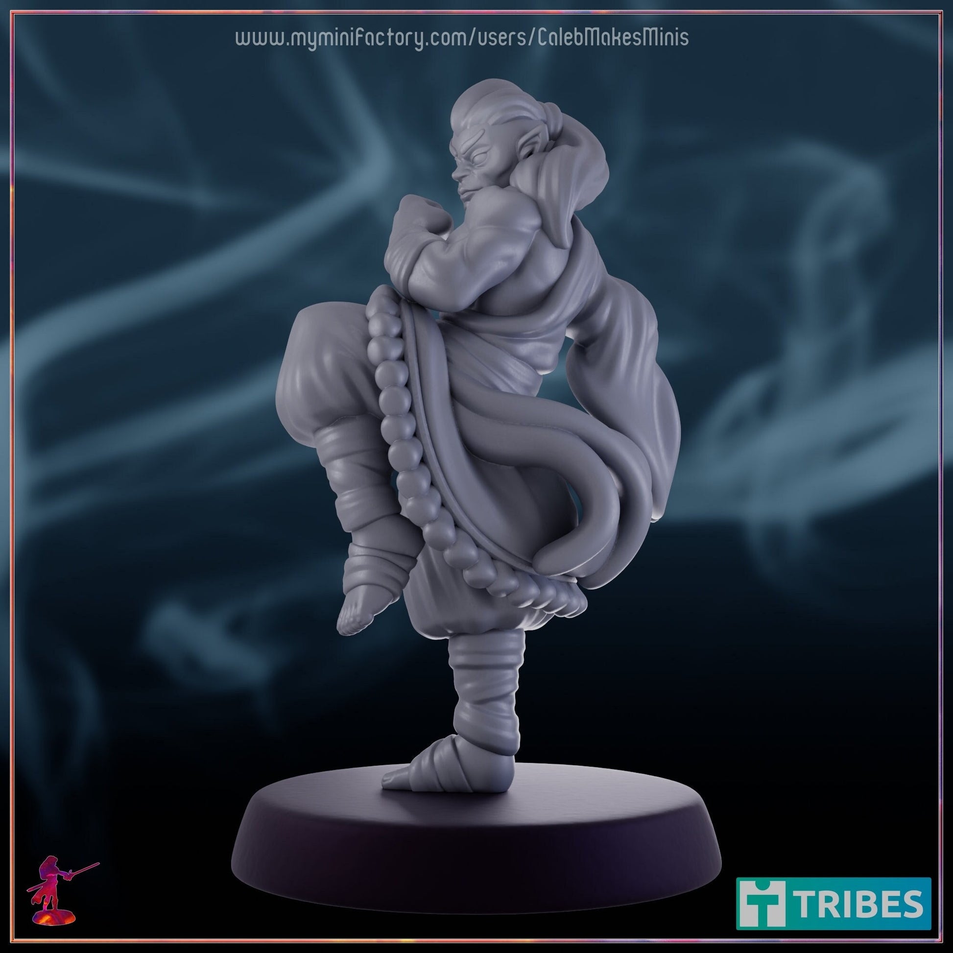 Silver Elf Monk - Caleb Makes Minis - 28mm / 32mm / 36mm