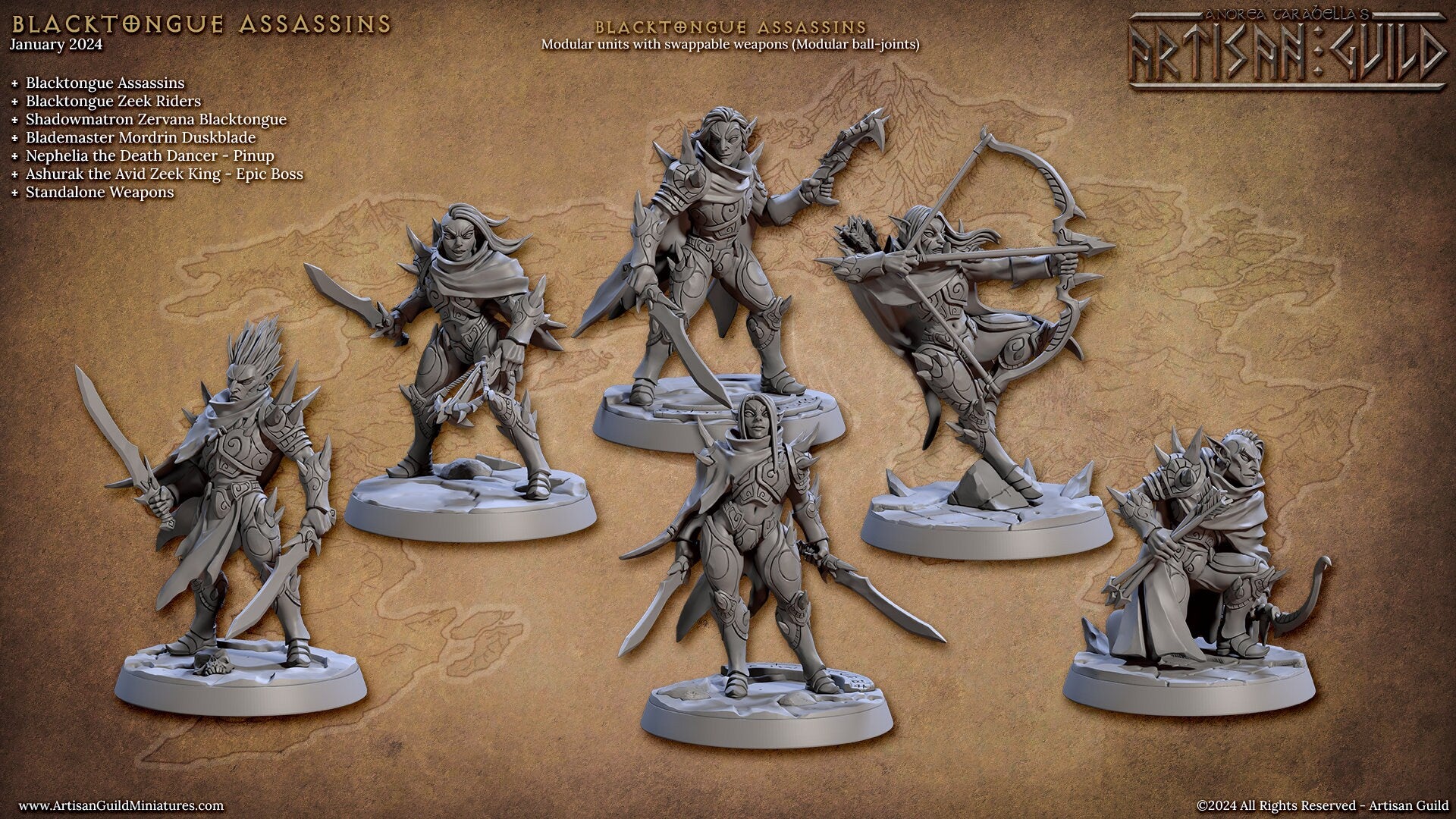 Blacktongue Assassins (6 Standard & 6 Alternate Variations) - Artisan Guild - 28mm / 32mm / 36mm