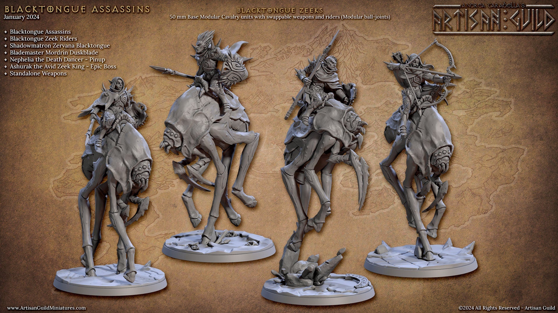 Blacktongue Zeek Riders (6 Standard & Alternate Variations) - Artisan Guild - 28mm / 32mm / 36mm