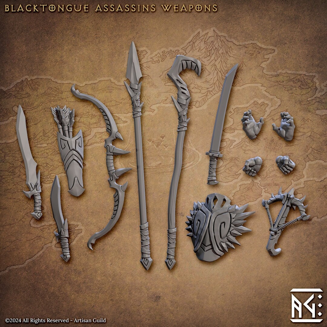 Blacktongue Assassins Weapons Set - Artisan Guild - 28mm / 32mm / 36mm