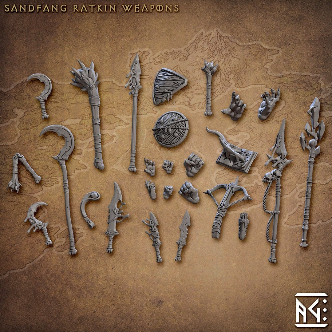 Sandfang Rat Brutes Weapons Set - Artisan Guild - 28mm / 32mm / 36mm