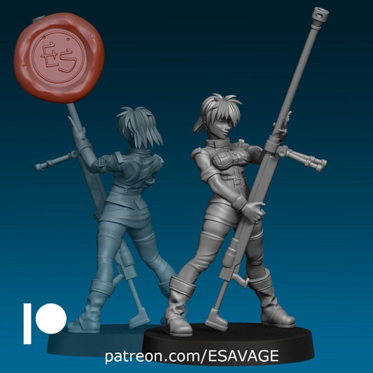 Police Girl Sara Miniature - Ethan Savage Studios - 28mm / 32mm / 36mm