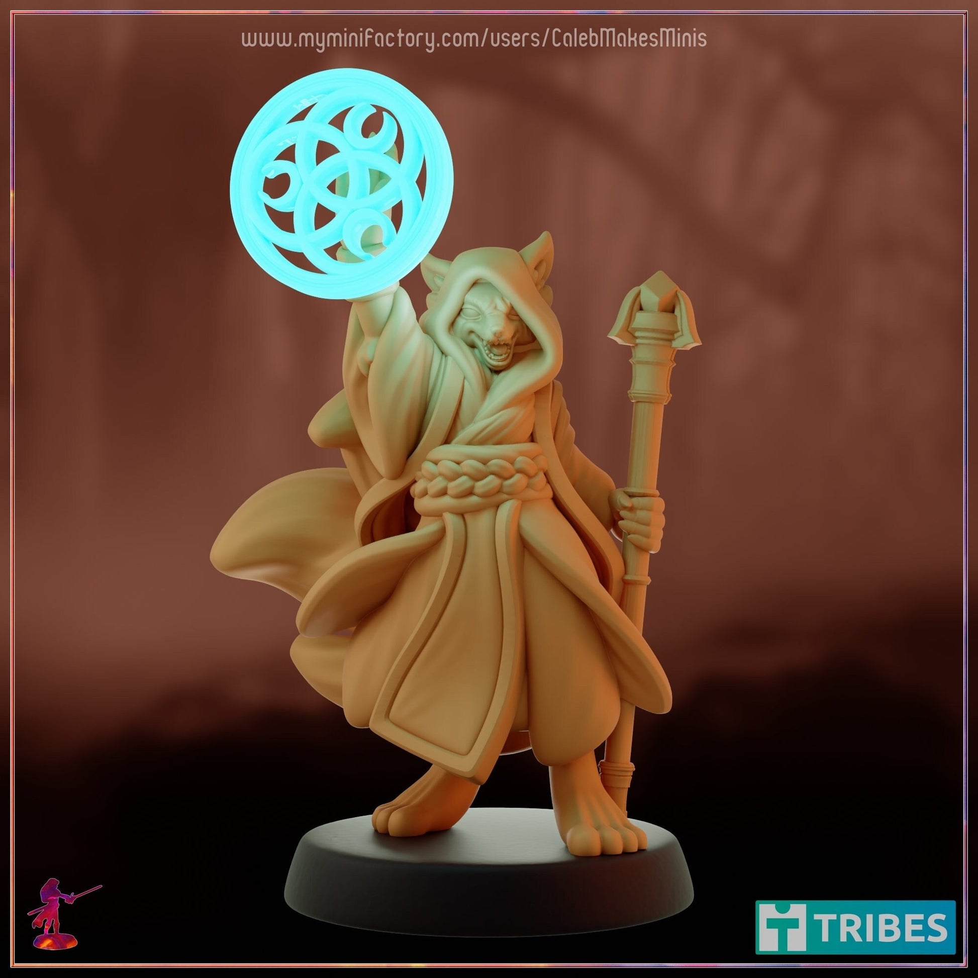 Kitsune Cleric Miniature - Caleb Makes Minis - 28mm / 32mm / 36mm