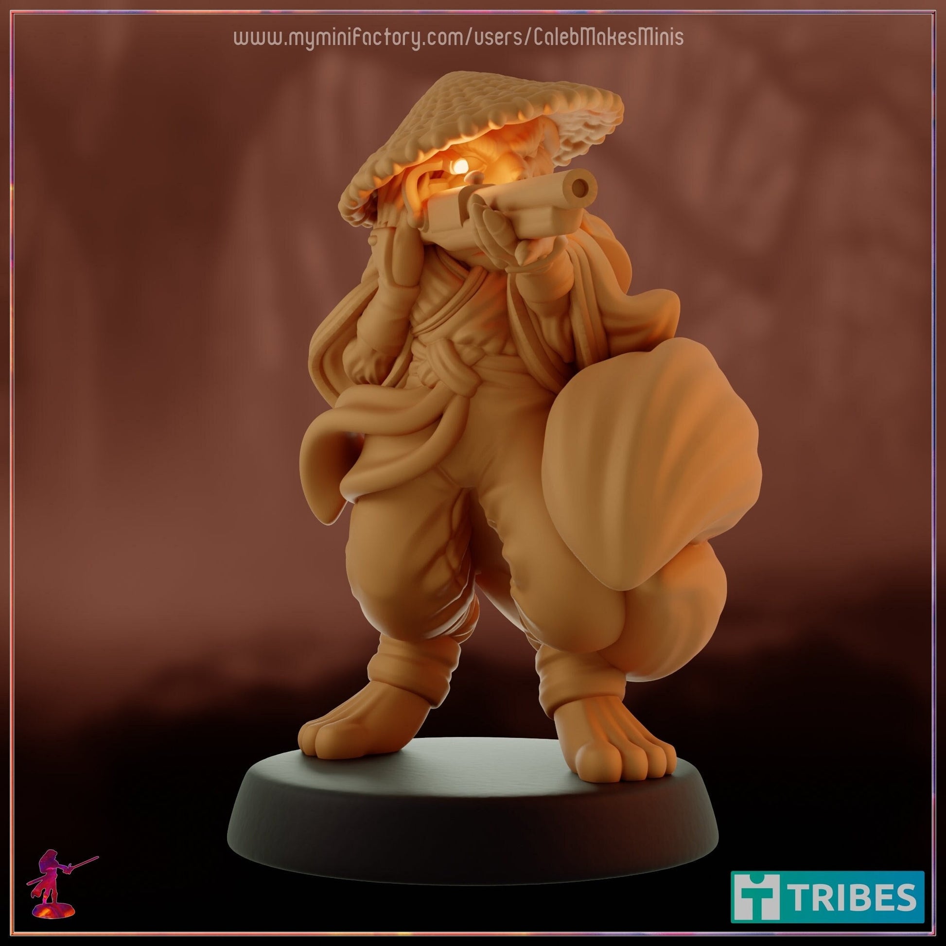 Kitsune Gunslinger Miniature - Caleb Makes Minis - 28mm / 32mm / 36mm