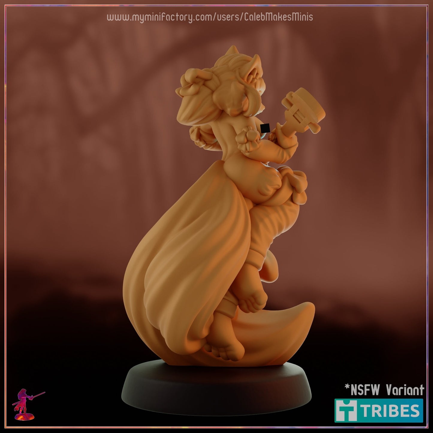 Kitsune Bard Miniature (Standard & NSFW Variations) - Caleb Makes Minis - 28mm / 32mm / 36mm