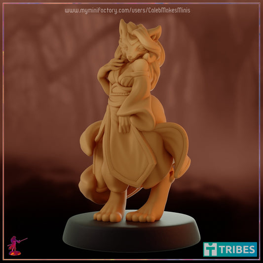 Kitsune Oracle Miniature (Standard & NSFW Variations) - Caleb Makes Minis - 28mm / 32mm / 36mm