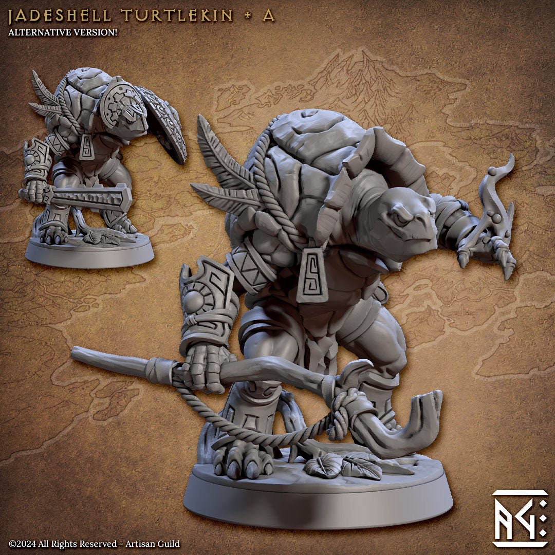 Jadeshell Turtlekin Miniatures (6 Standard & 6 Alternate Variations) - Artisan Guild - 28mm / 32mm / 36mm