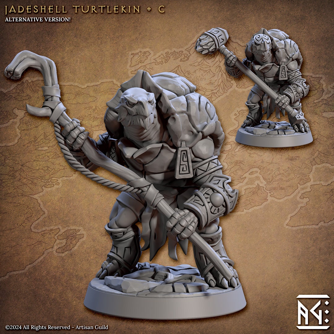 Jadeshell Turtlekin Miniatures (6 Standard & 6 Alternate Variations) - Artisan Guild - 28mm / 32mm / 36mm