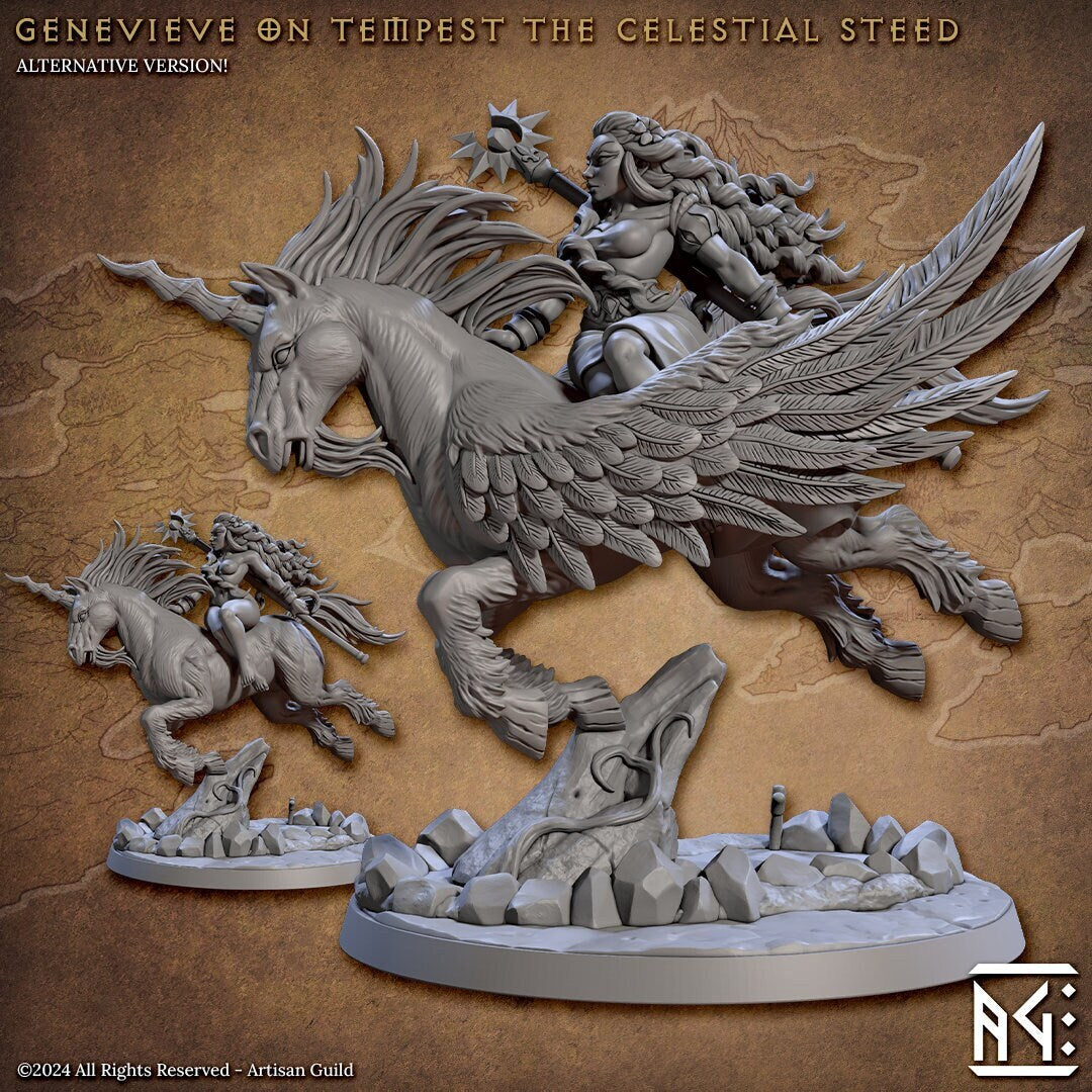 Genevieve and Celestial Steed Tempest Miniature (Standard & NSFW Variations) - Artisan Guild - 28mm / 32mm / 36mm