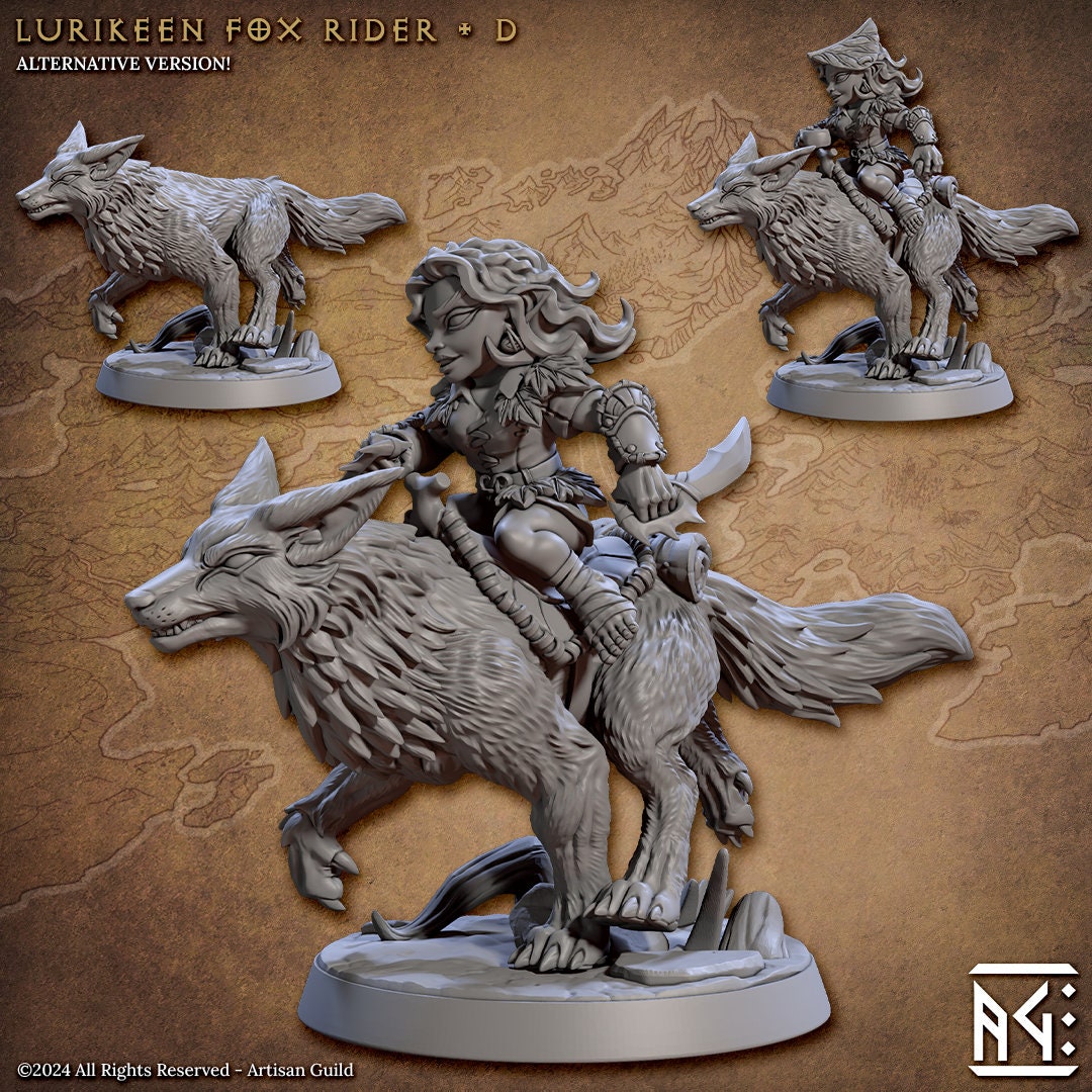 Lurikeen Fox Riders Miniatures (8 Variations) - Artisan Guild - 28mm / 32mm / 36mm