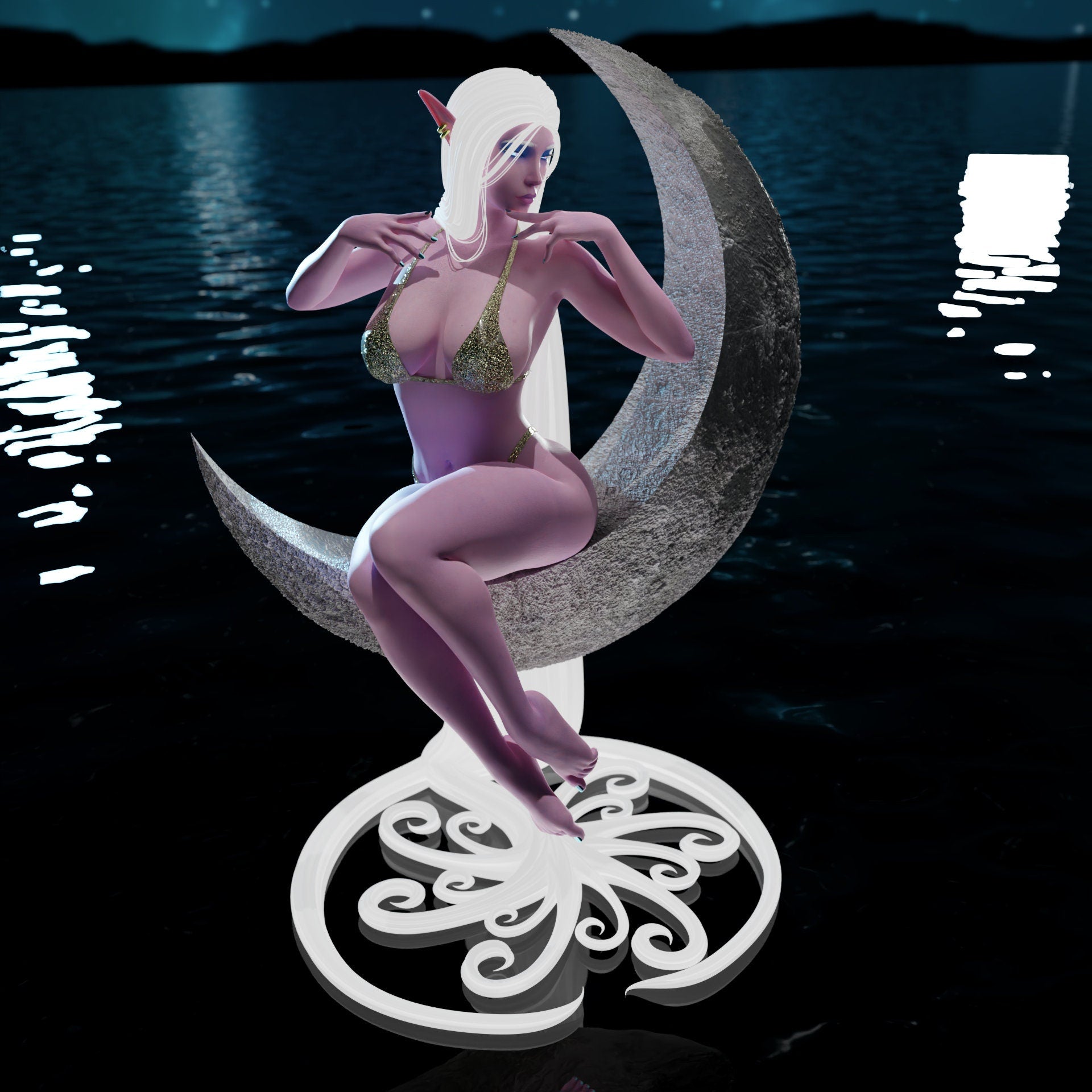 Night Elf Goddess Liastrea Miniature (Standard & NSFW Versions) - QB Works - 28mm / 32mm / 36mm / 75mm