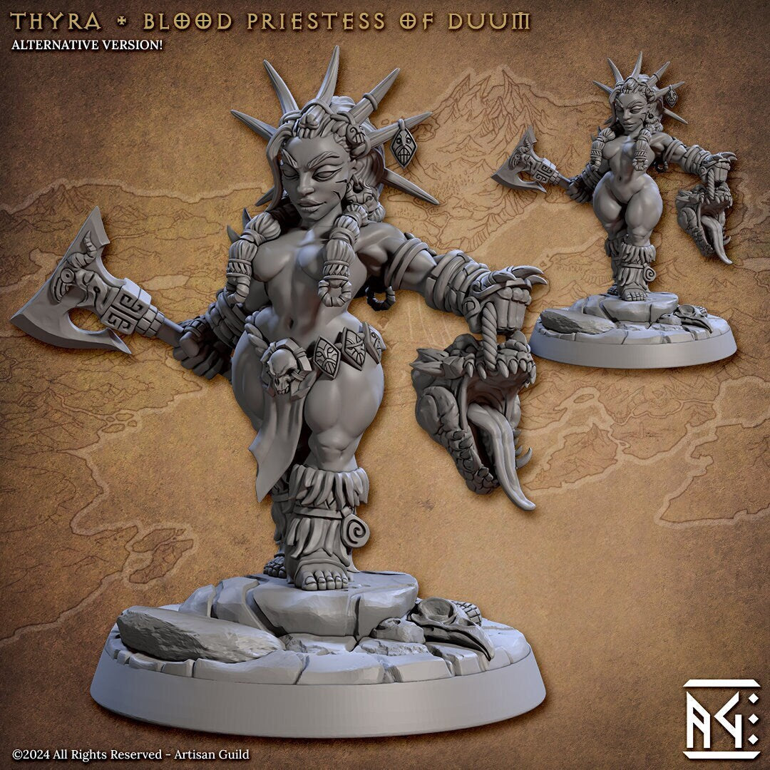 Thyra, Blood Priestess of Duum Miniature (Standard & NSFW Variations) - Artisan Guild - 28mm / 32mm / 36mm