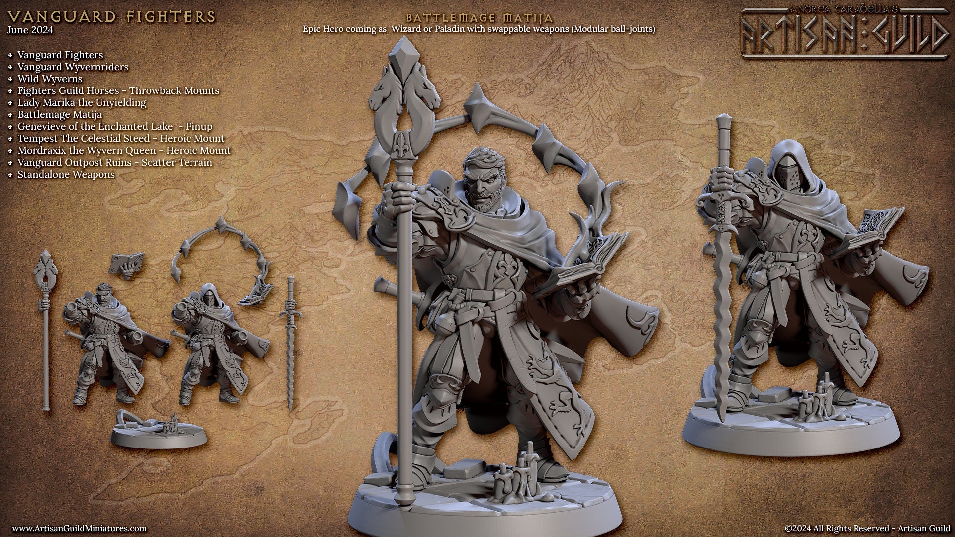 Battlemage Matija Miniature (Standard & Helmed Variations) - Artisan Guild - 28mm / 32mm / 36mm